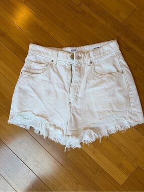 Cotton On White Distressed Frayed Hem Denim Shorts